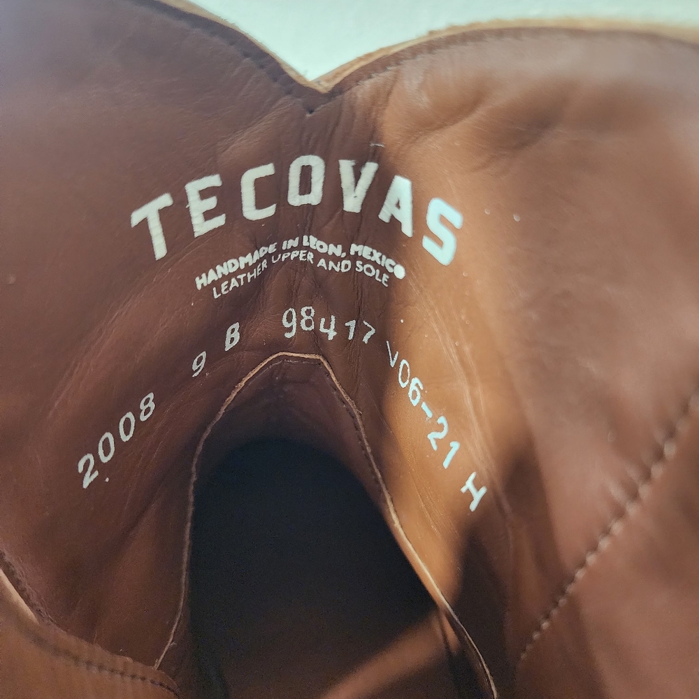 Tecovas Brown Leather Western Ankle Boots Zip Cowboy Size 9B - Picture 7 of 8